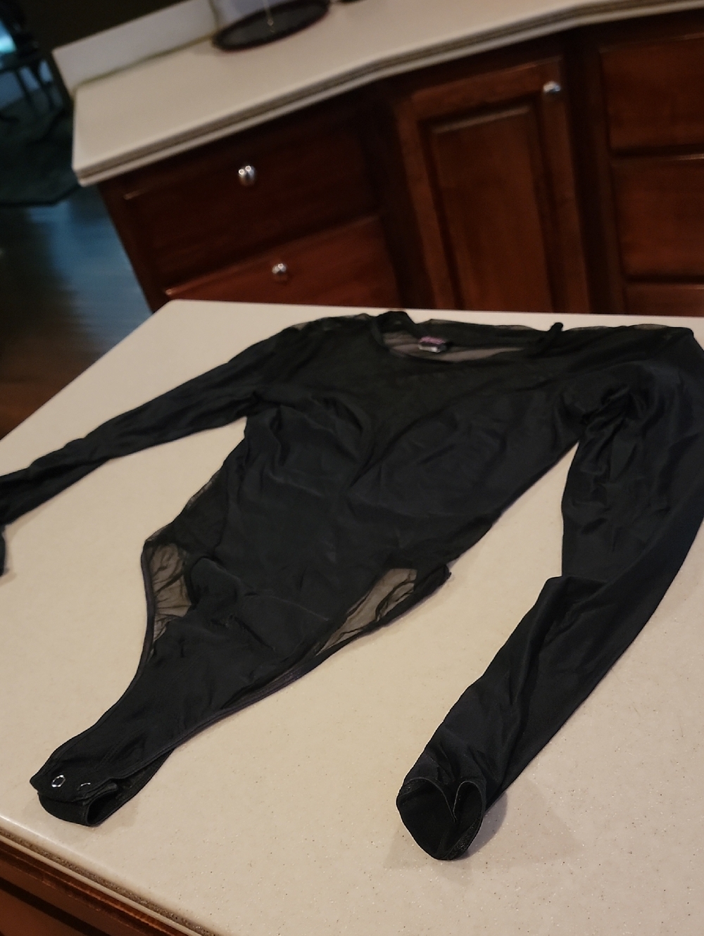 Frederick's of Hollywood Black Sheer Mesh Bodysuit with Branded Tag